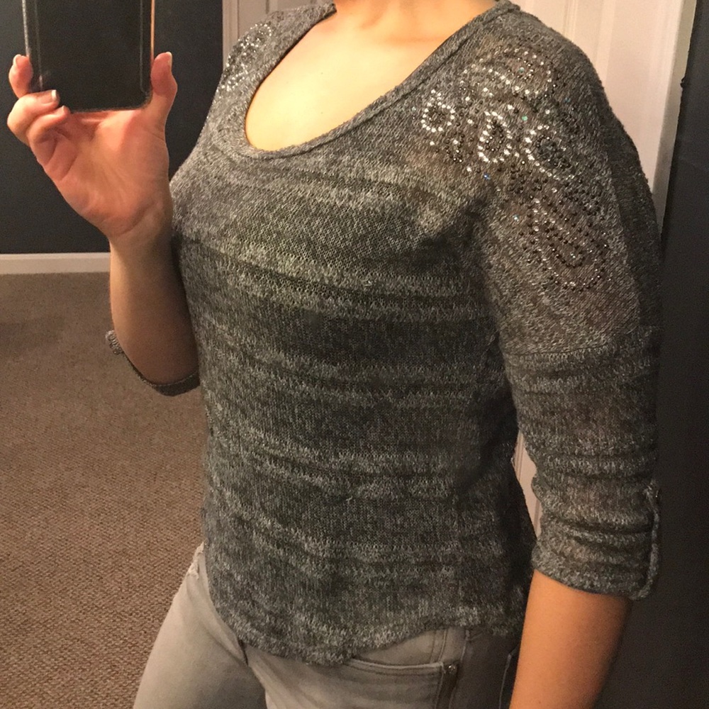 Gray Embellished Top